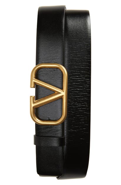 VALENTINO VLOGO BUCKLE LEATHER BELT,TY2T0Q90ECU