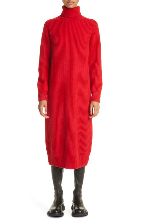 Max Mara Riviera Long Sleeve Turtleneck Midi Sweater Dress in Red