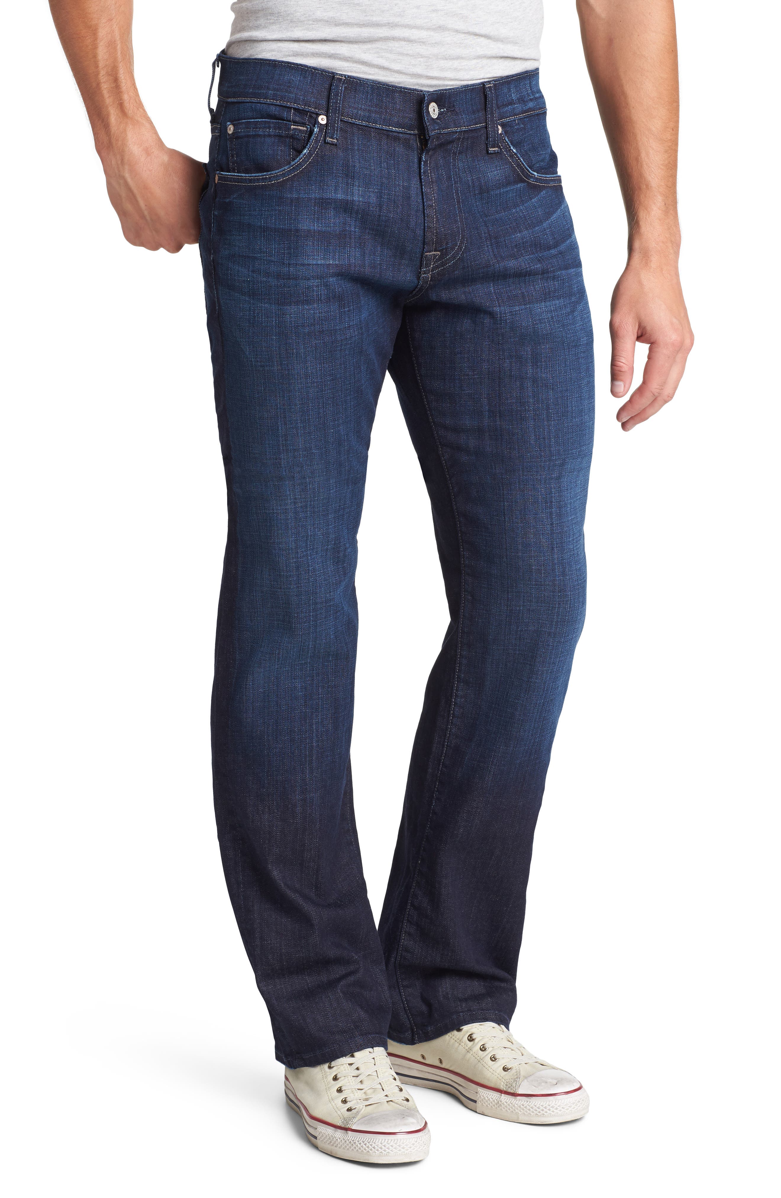 Mens Clothing Jeans Straight-leg jeans 7 For All Mankind Denim Low-rise Slim-cut Jeans in Blue for Men 
