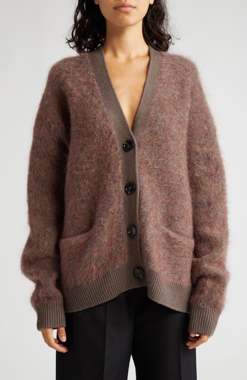 Acne Studios Rives Mohair & Wool Blend Cardigan In Brown/blue Mlange