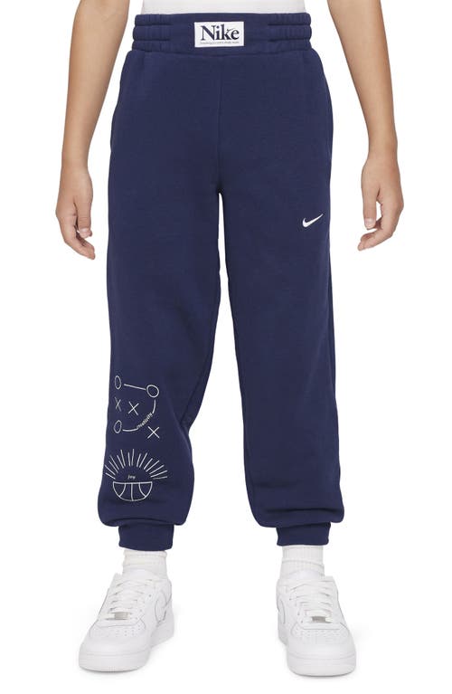 Nike Kids' Fleece Basketball Joggers Midnight Navy/White at