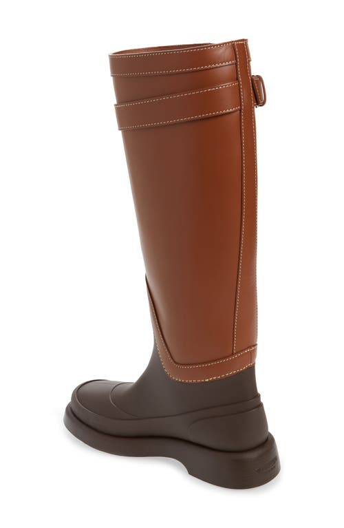 Shop Valentino Garavani Vlogo Knee High Rain Boot In Tobacco/fondant