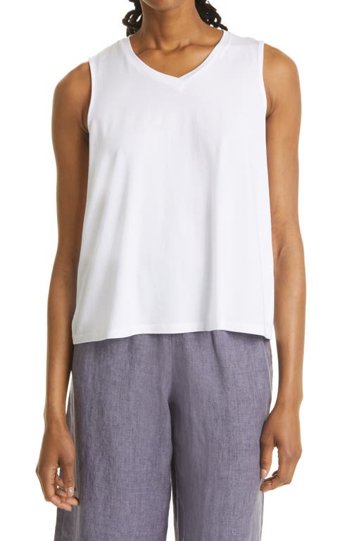 Eileen Fisher Women's V-Neck Stretch Jersey Tank in White at Nordstrom, Size X-Large