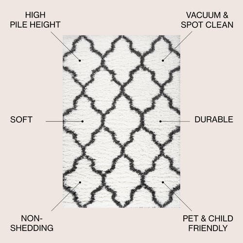 Jonathan Y Marrakesh Shag Trellis Area Rug In Ivory/charcoal