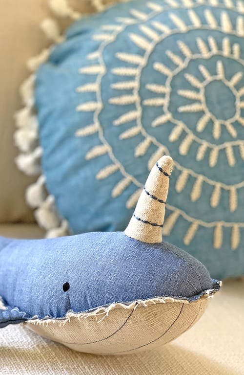 Crane Baby Plush Cotton Stuffed Animal In Blue/ White