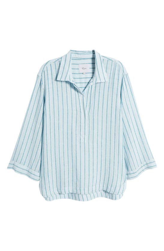 Shop Rails Banks Stripe Linen Blend Popover Shirt In Cambria Stripe