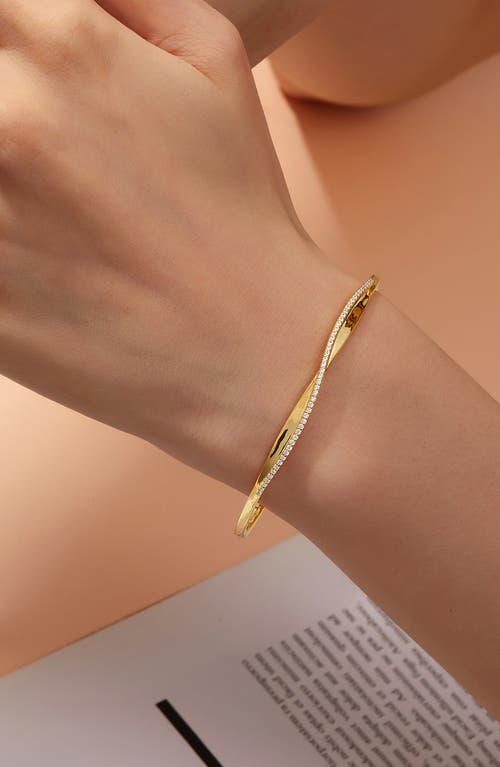 Shop Lafonn Pavé Simulated Diamond Twisted Bangle Bracelet In White/gold