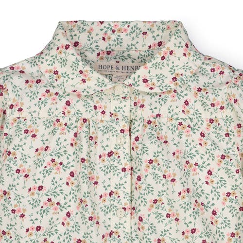 Hope & Henry Baby Girls' Peter Pan Collar Shirtdress, Infant In Ivory Meadow Floral