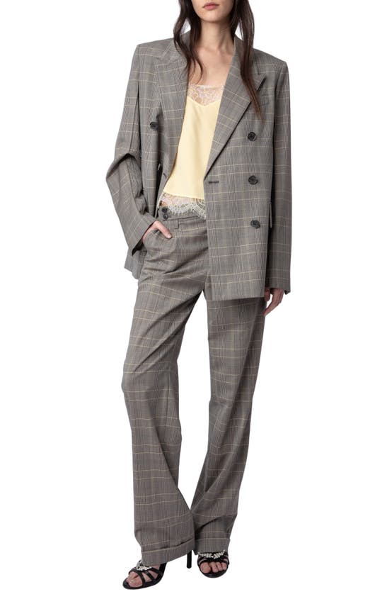 Shop Zadig & Voltaire Pura Windowpane Check Wool Pants In Gris