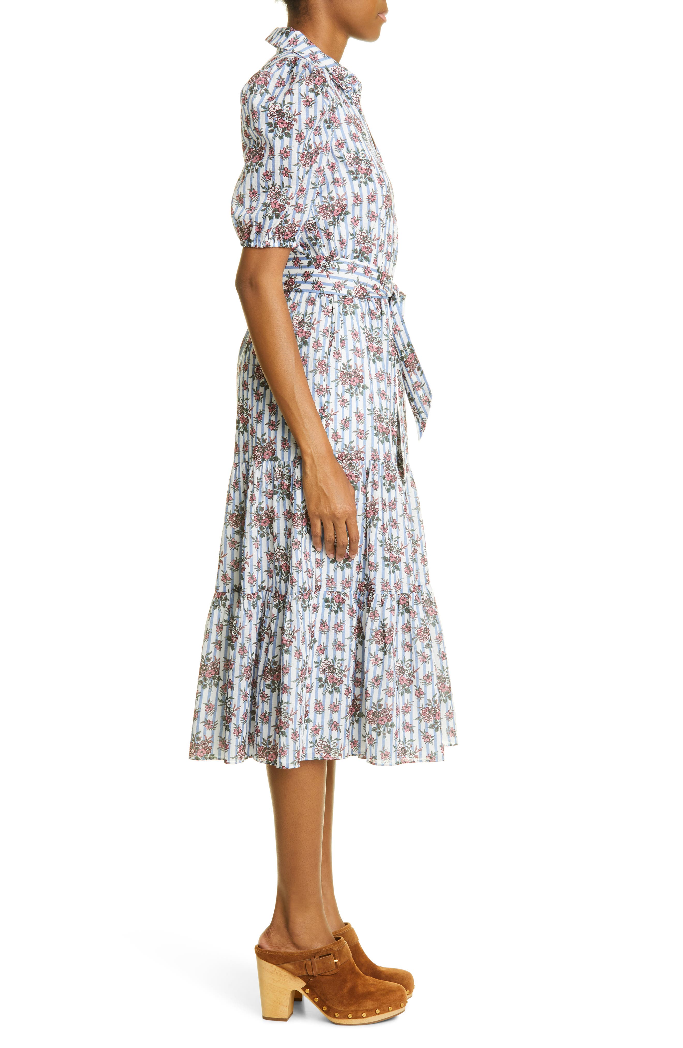 ヴェロニカ ベアード レディース ワンピース トップス Eunice Floral Stripe Puff Sleeve Cotton Shirtdress Lzptrwplzk レディースファッション Pci Edu Pe