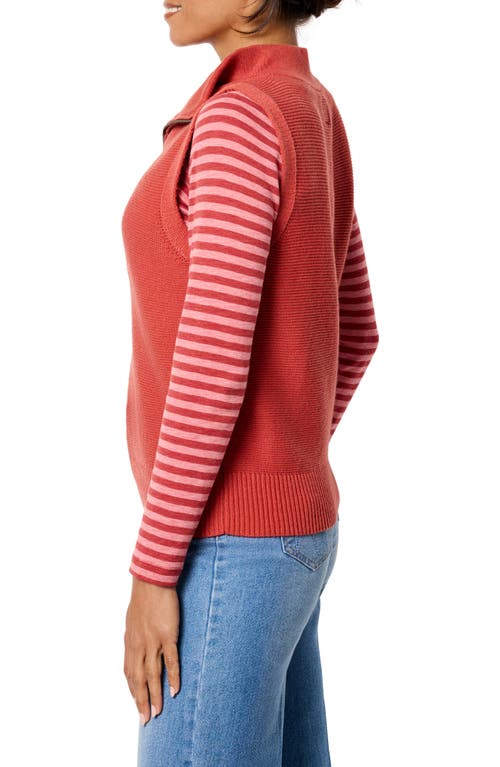 Nz Active By Nic+zoe Quilted Mixed Media Jersey Puffer Vest In Tandoori
