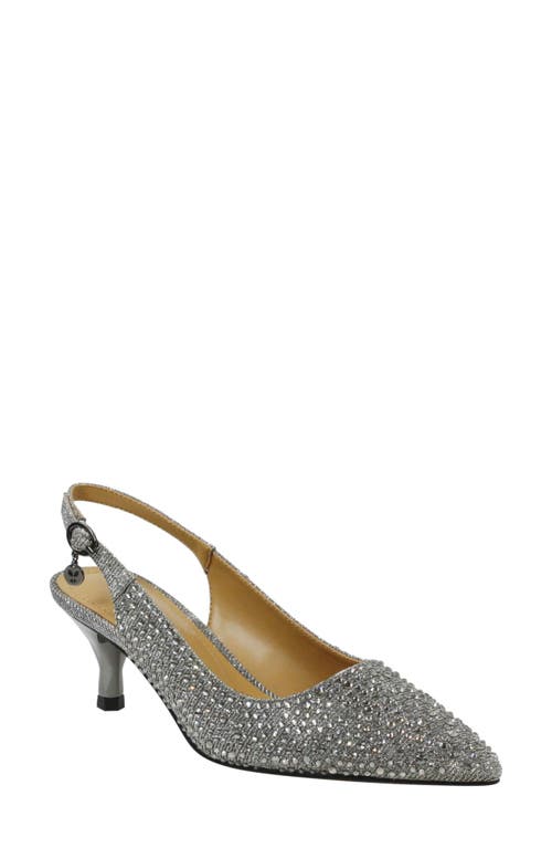 J. Reneé Ferryanne Pointed Toe Slingback Pump In Pewter Glitter/rhinestones