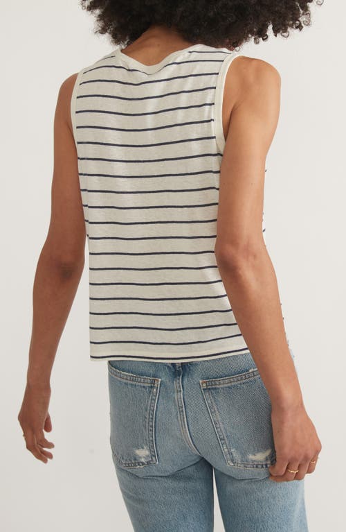 Shop Marine Layer Stripe Hemp & Cotton Tank In Black/white Stripe