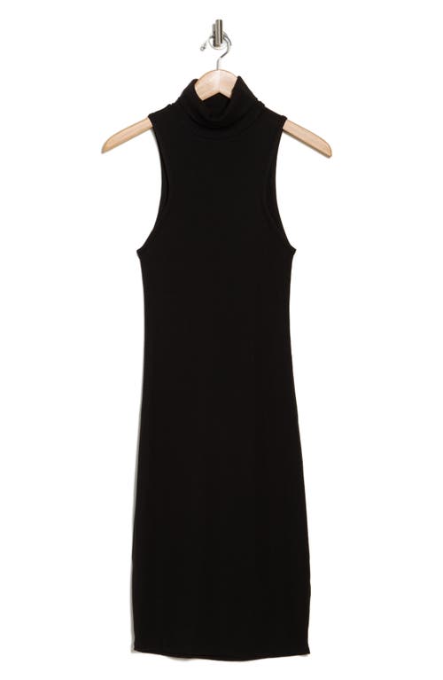 Go Couture Turtleneck Sleeveless Minidress In Black Rib