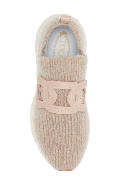 Shop Tod's Kate Knit Slip-on Sneaker In Mousse