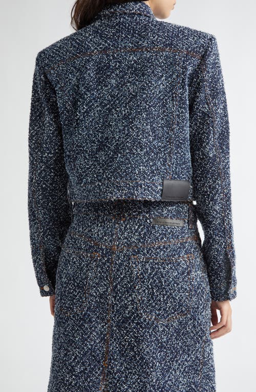 Shop Stella Mccartney Denim Effect Bouclé Crop Jacket In 4224 - Blue Boucle Denim