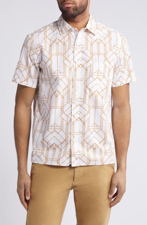 Billy Reid Stained Glass Short Sleeve Button-up Shirt In White/british Khaki