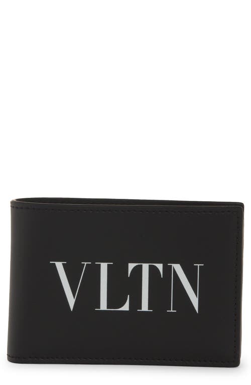 Valentino Garavani Vltn Logo Leather Bifold Wallet In Nero/bianco