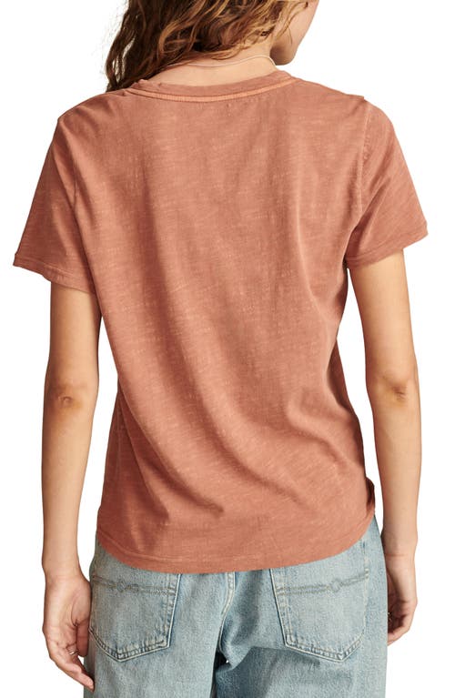 Shop Lucky Brand Feelin' Lucky Cotton Graphic T-shirt In Copper Brown