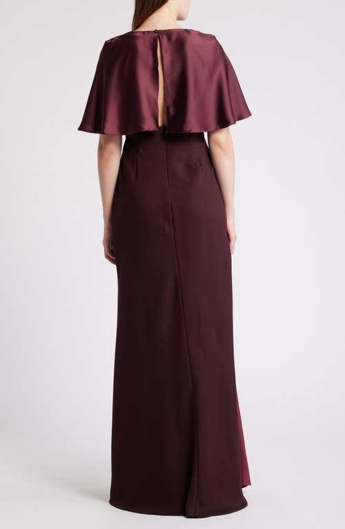 Amsale Cape Gown In Ruby