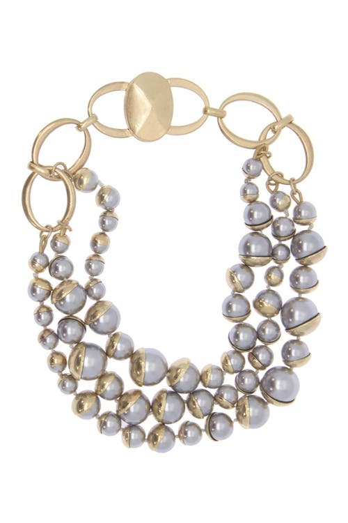Saachi Half Moon Imitation Pearl Cluster Statement Necklace In Grey