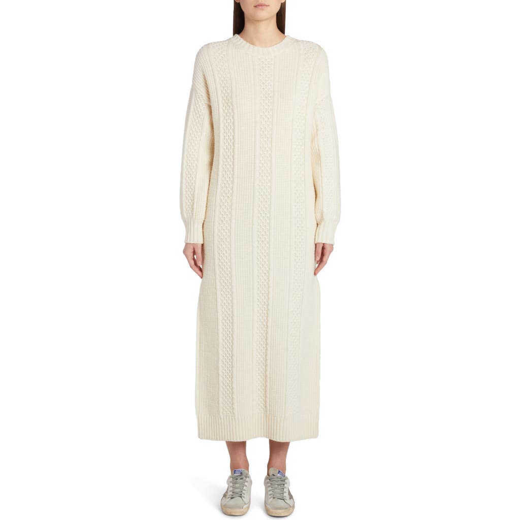 Golden Goose Journey Collection Mixed Stitch Long Sleeve Virgin Wool Sweater Dress In Lambs Wool/sassfrass