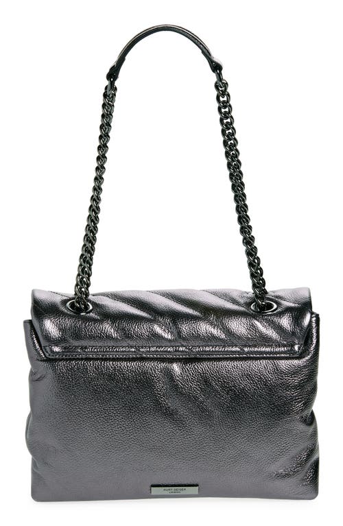 Kurt Geiger London Metallic Leather Soho Shoulder Bag In Silver