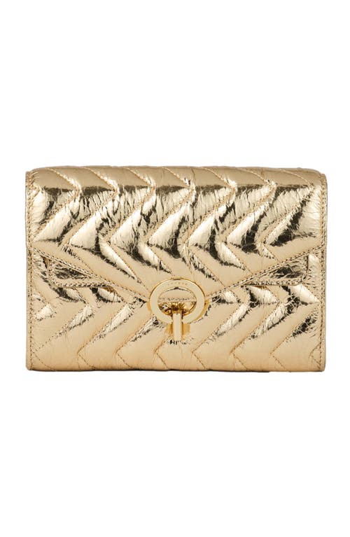 Shop Sandro Crackled Leather Crossbody Bag In Gold