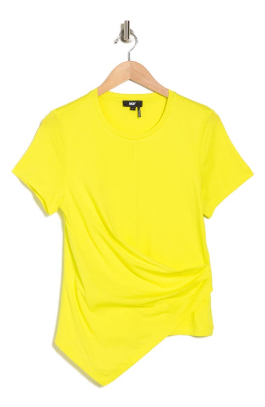 Shop Dkny Sport Faux Wrap T-shirt In Fluro Yellow