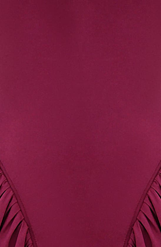 House Of Cb Valentia Plunge Halter Neck Stretch Cotton Minidress In Windsor Wine