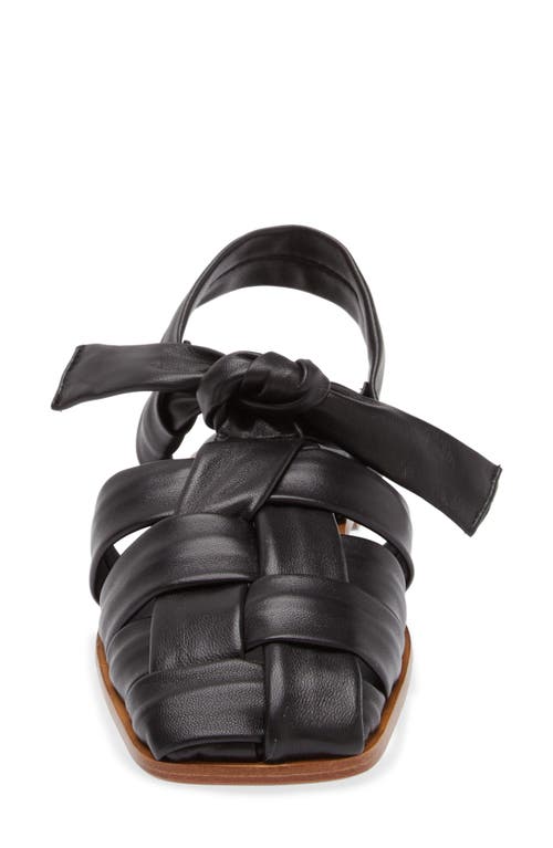 Hereu Bena Woven Bow Flat Sandals In Black/natural
