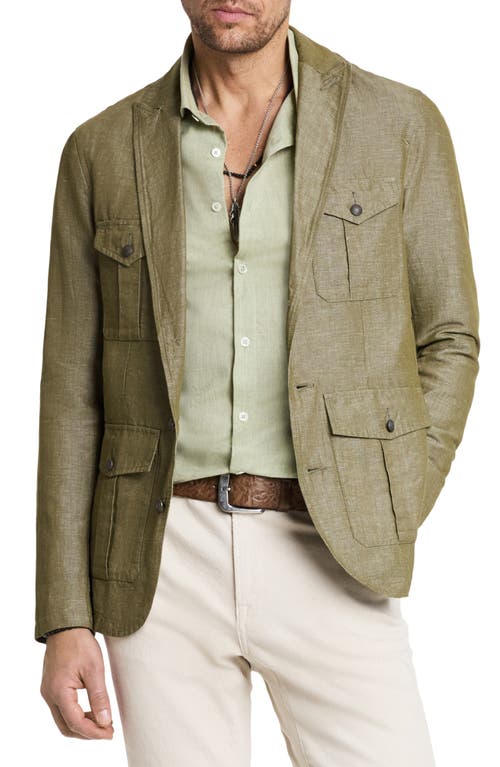 John Varvatos Olaf Cotton & Linen Officer's Jacket Olive at Nordstrom, Us