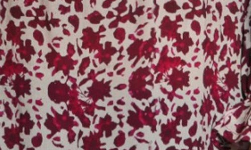 Apny Mixed Media Peasant Top In Red Multi