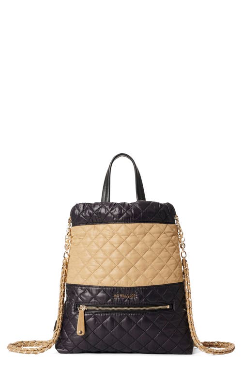 Crosby Audrey Quilted Nylon Backpack in Camel And Black