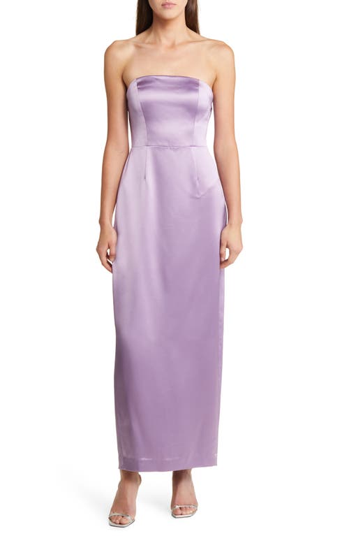Milly Riva Hammered Satin Strapless Dress Purple at Nordstrom,