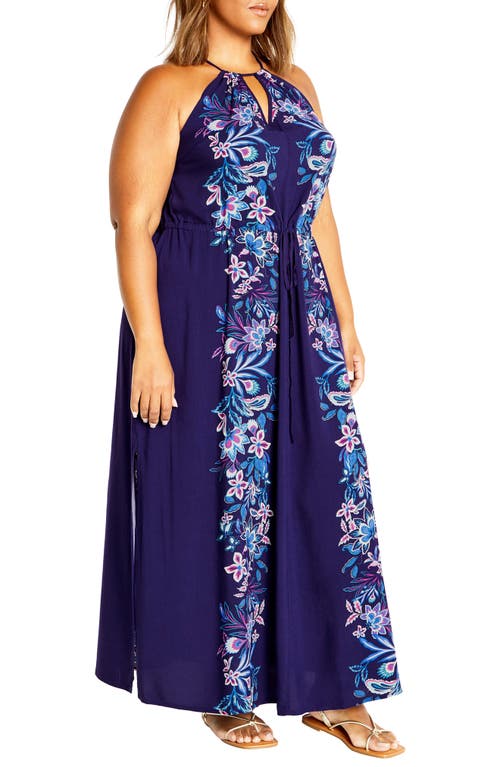 Shop City Chic Island Floral Maxi Dress In Blue Tropics