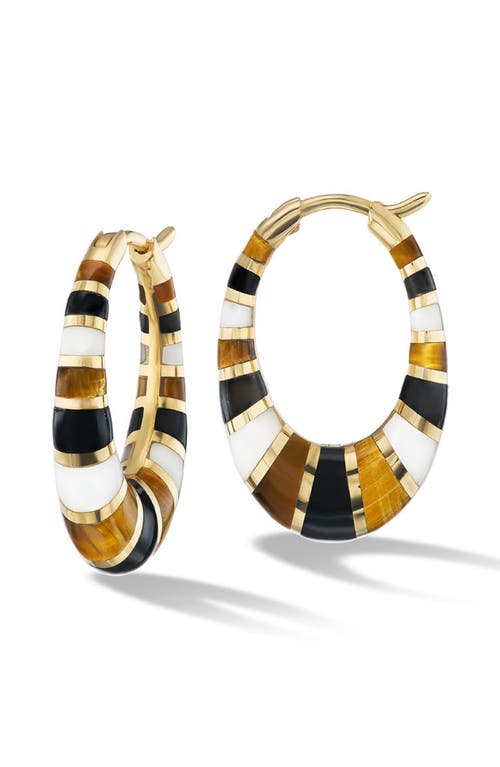 Orly Marcel Mini Inlay Hoop Earrings In Gold/black Multi