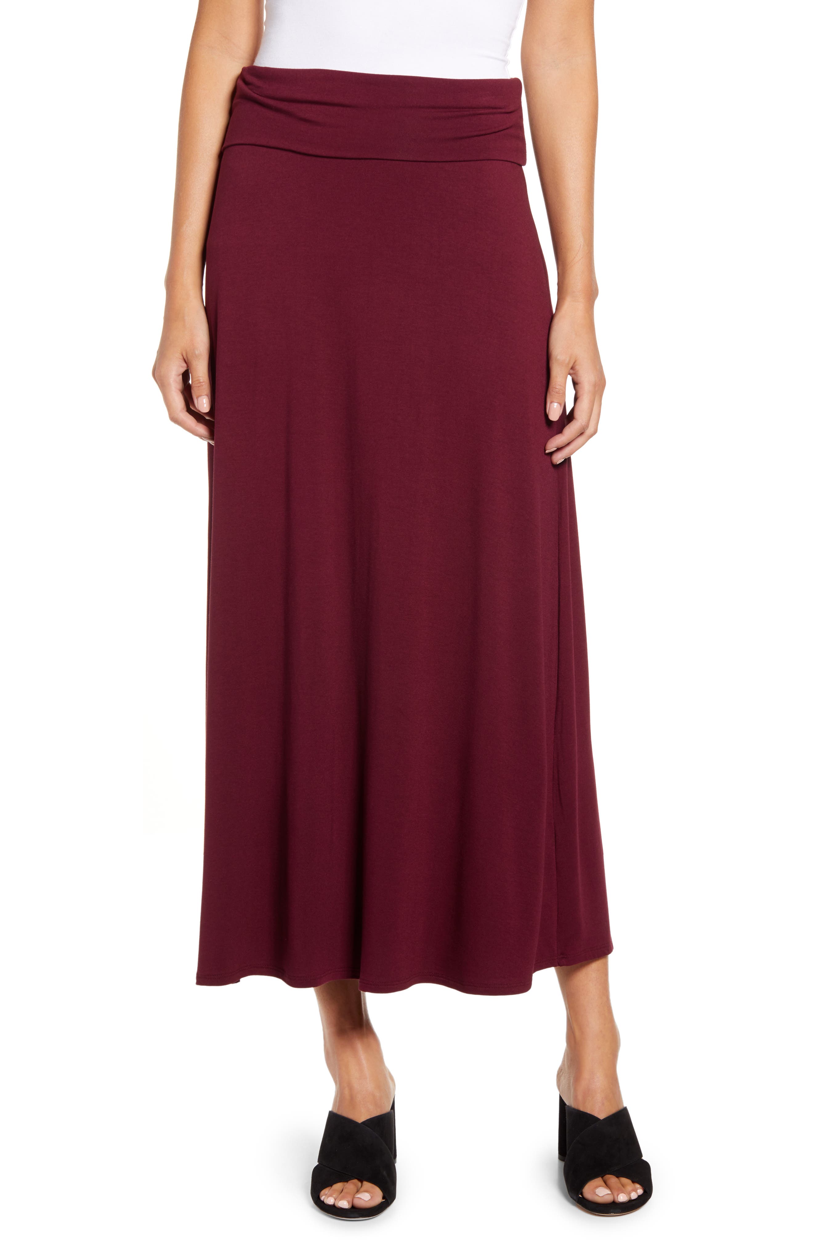 jersey burgundy skirt