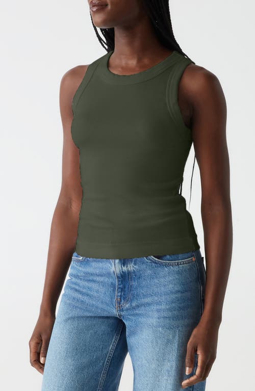 Shop Michael Stars Gina Cotton & Modal Rib Tank In Dk Matcha