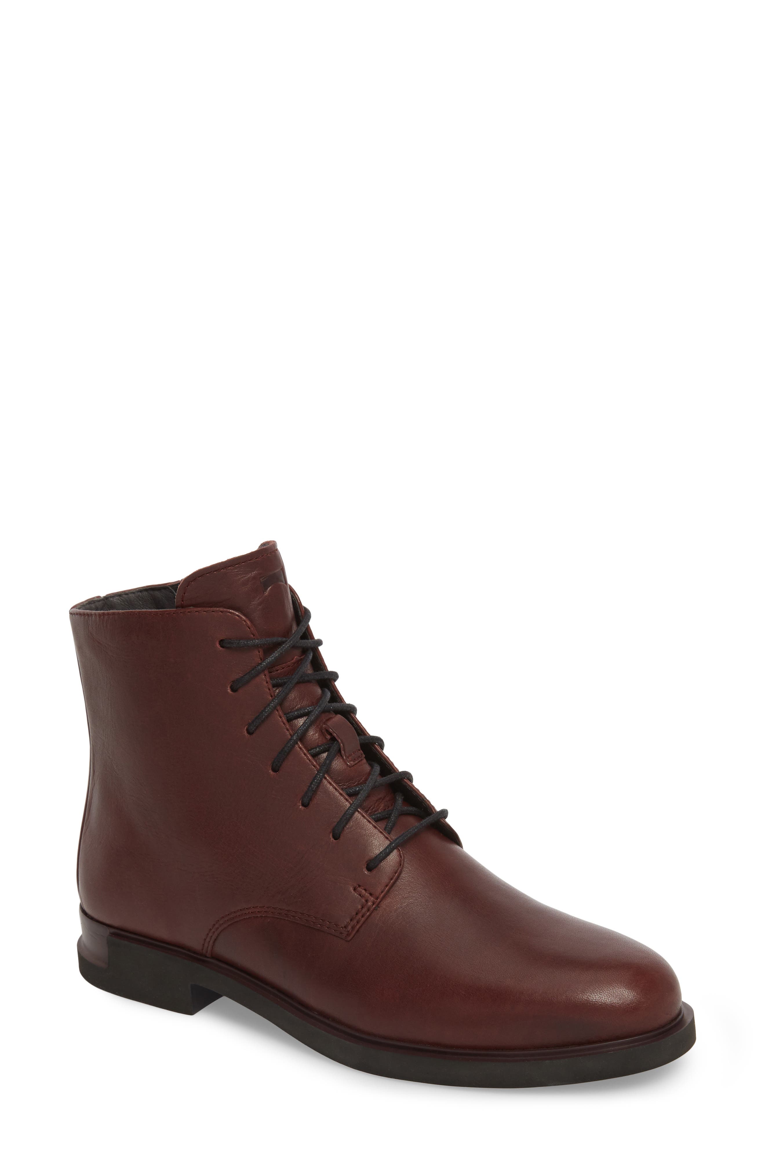 Camper Helix Lace-Up Bootie, Red