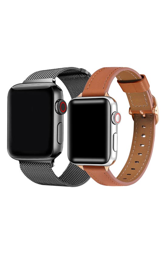 Shop The Posh Tech Assorted 2-pack 42mm Apple Watch® Watchbands In Brown / Black