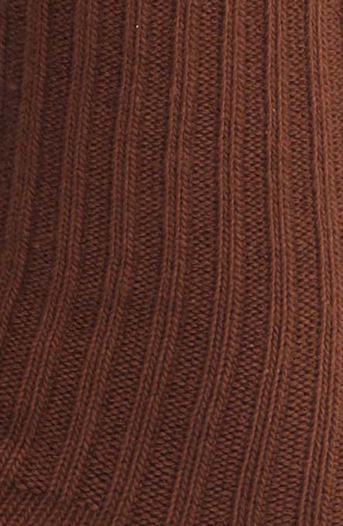 Casa Clara Thin Rib Crew Socks In Coffee