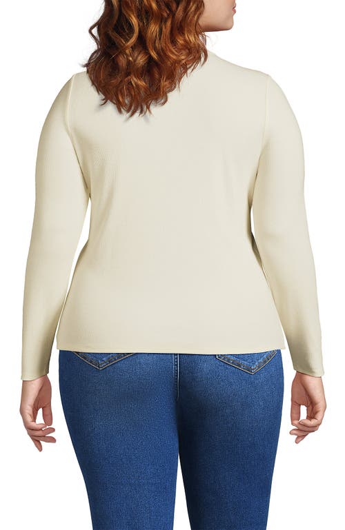 Shop Lands' End Plus Size Drapey Rib Skimming Long Sleeve Mock Neck In Fresh Ivory