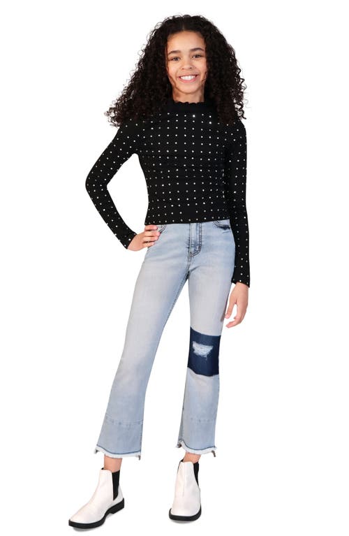 Truce Kids' Ripped Step Hem Flare Jeans In Light Stone