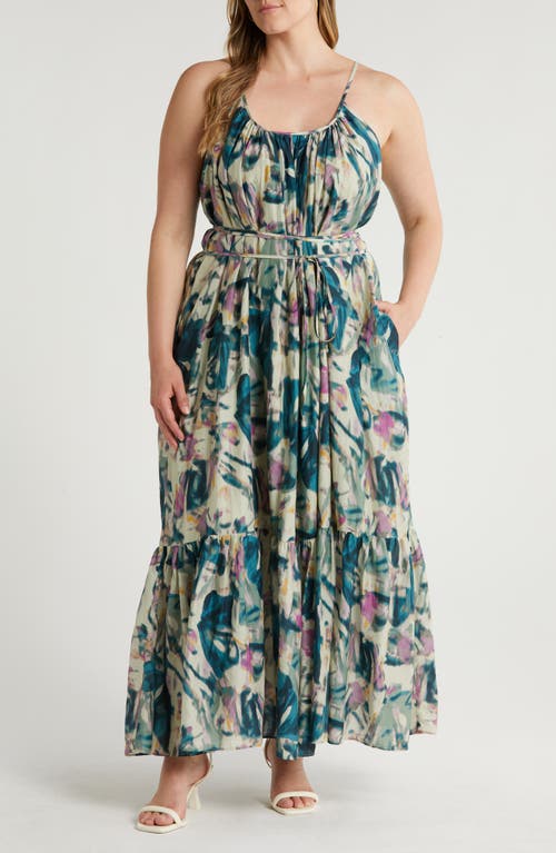 Nordstrom Tie Back Tiered Maxi Dress In Blue