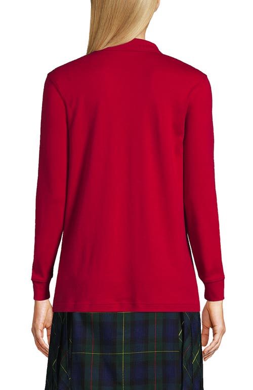 Lands' End School Uniform Long Sleeve Interlock Polo Shirt In Red