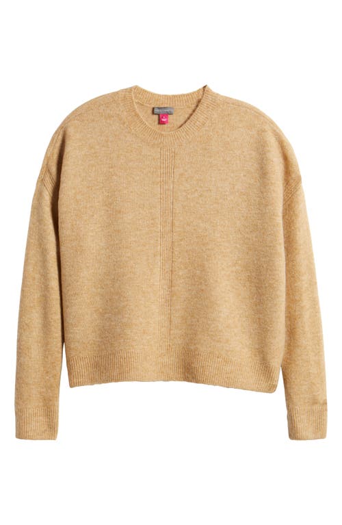 Shop Vince Camuto Cropped Crewneck Sweater In Latte Hthr