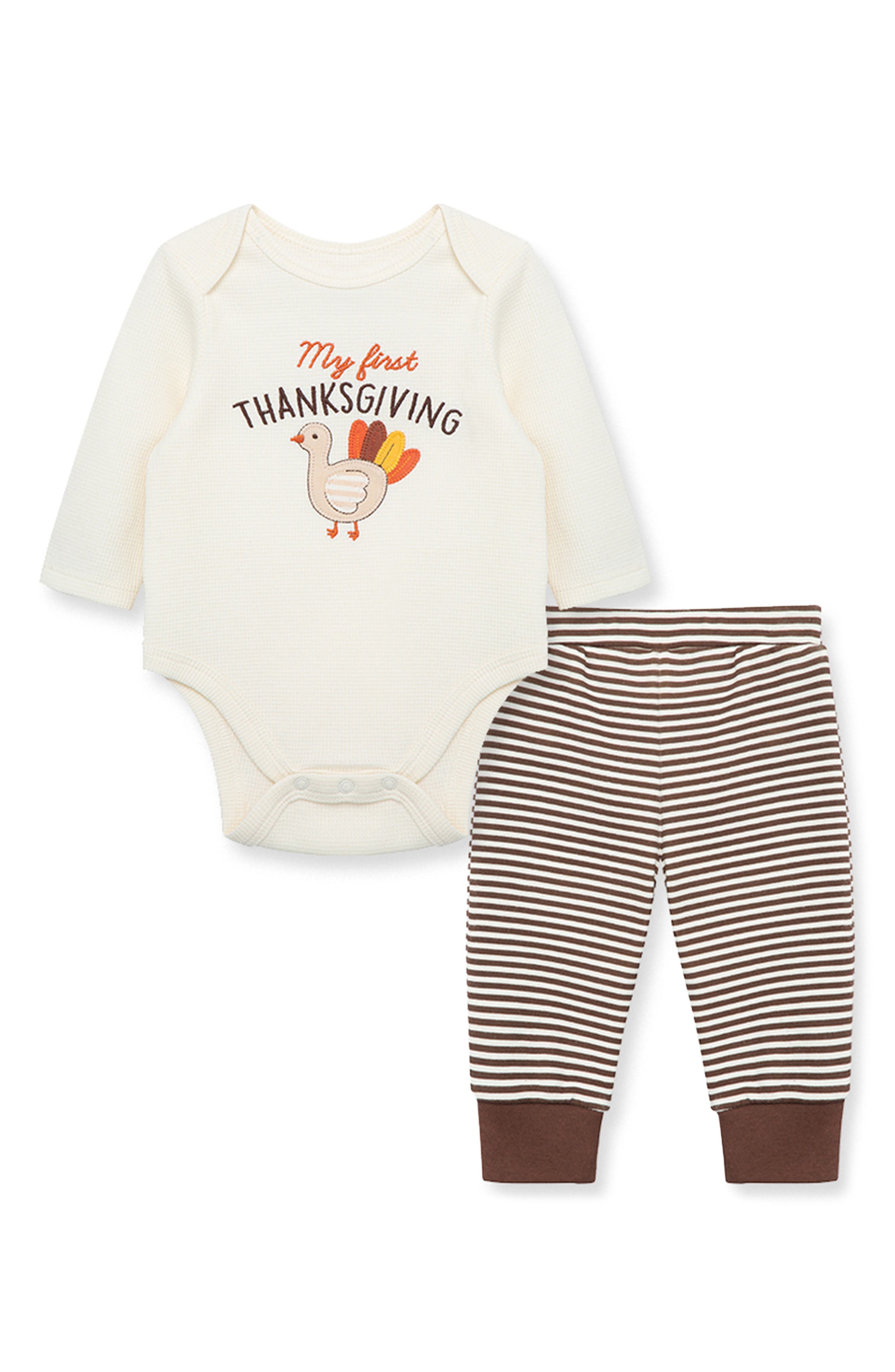 Little Me Turkey Cotton Bodysuit & Leggings Set in Multi 