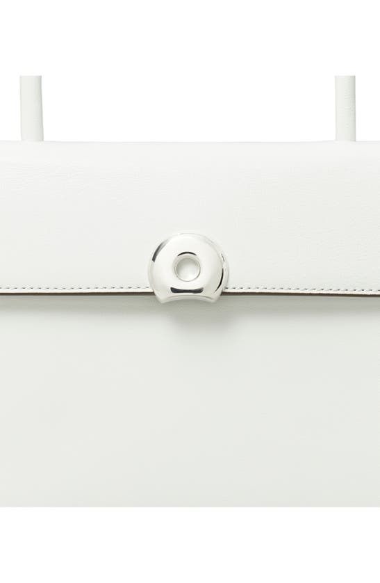 Shop Tory Burch Small Deville Leather Top Handle Bag In Blanc