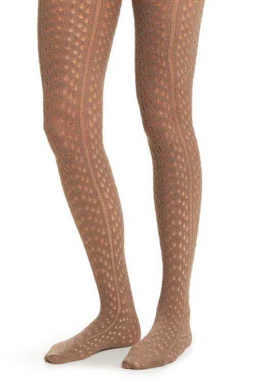Open Knit Tights in Toffee-Melange